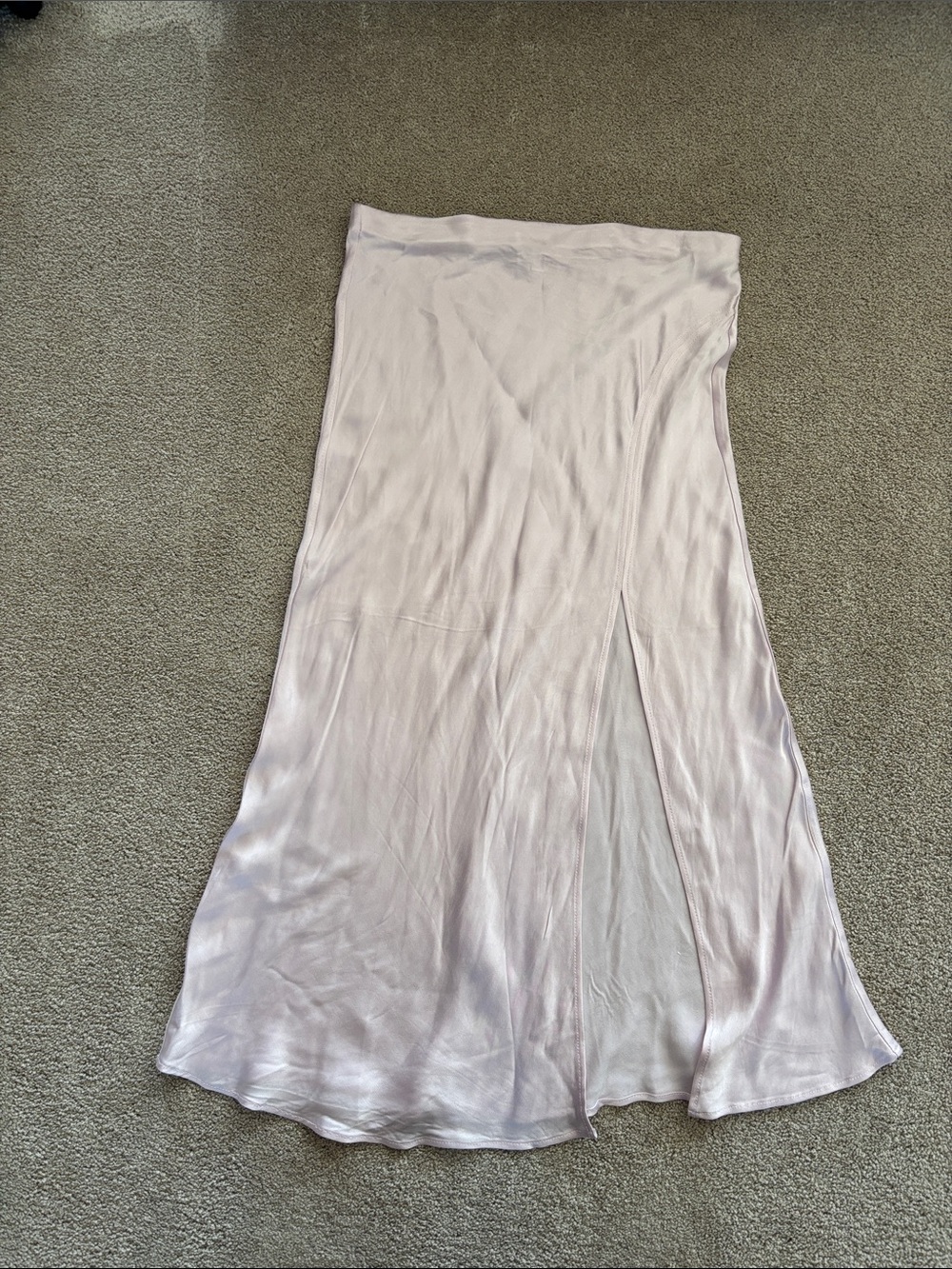 Socialite Pale Lilac Satin Midi Skirt with Side Slit